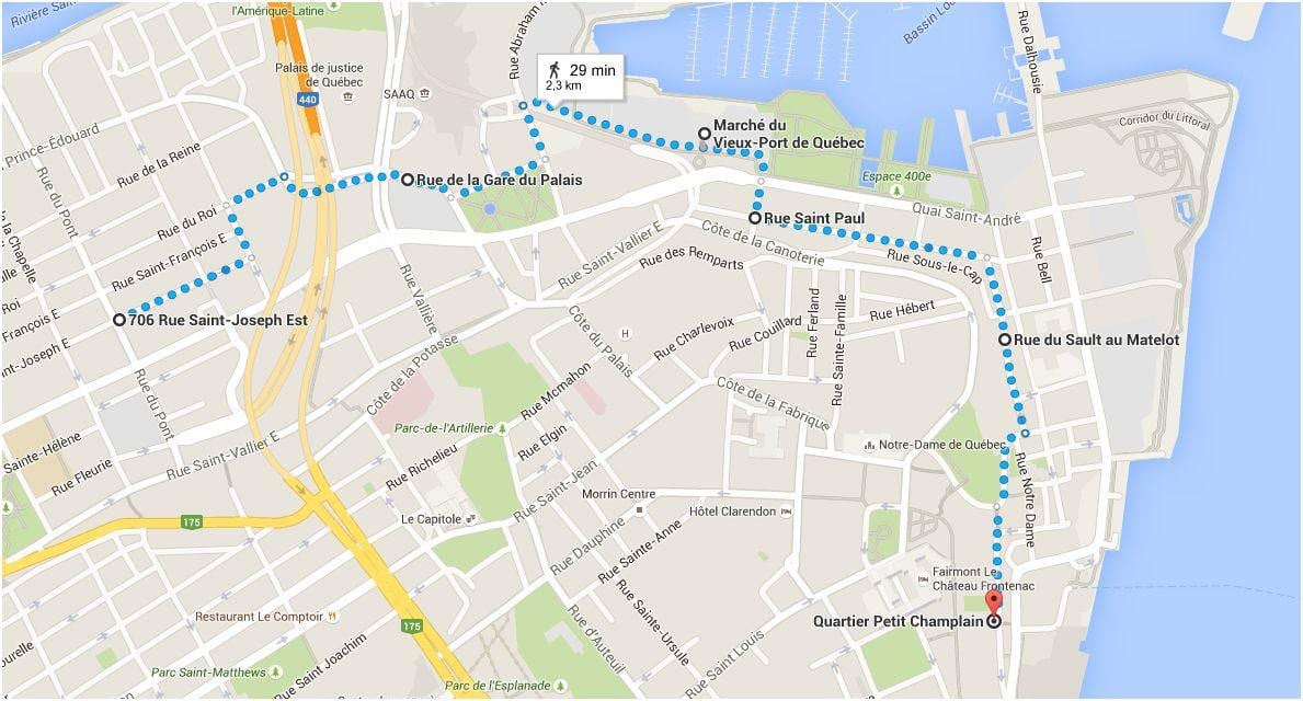 Térkép Quebec City-alsó város