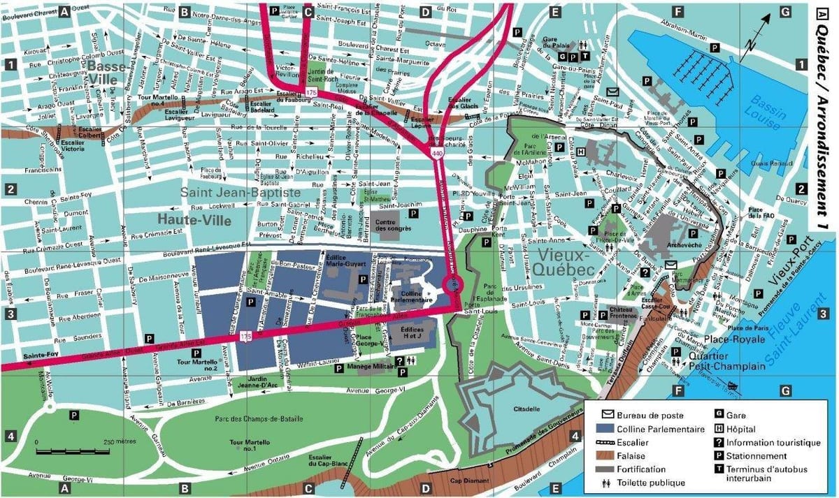 Quebec City városrészek térkép