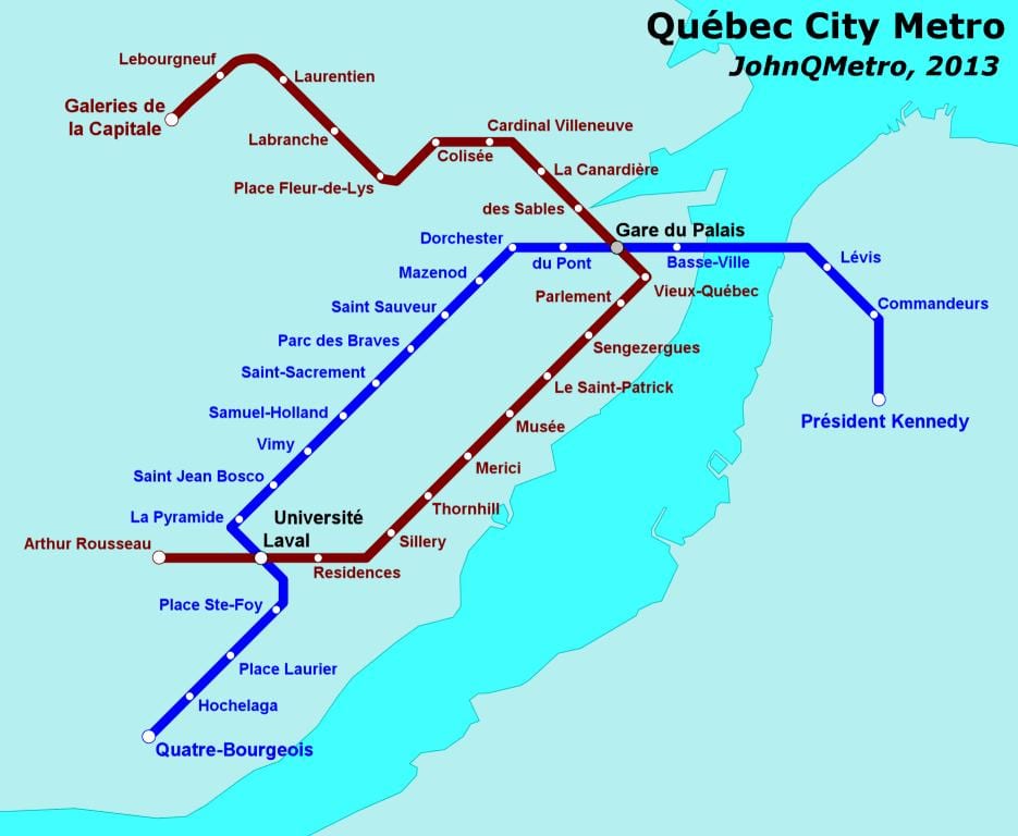 Quebec City metró térkép