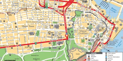 Quebec City turisztikai látnivalók térkép